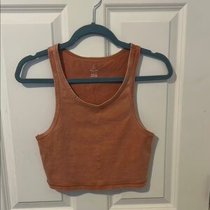 Aerie Brown Fitted Crop Tank Top